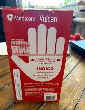 Medicom Vulcan Nitrile Powder-Free Gloves Medium Indigo Veterinary Use 150